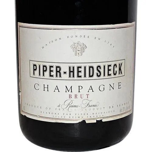 Extra-large Piper-Heidsieck N.V. Brut champagne glass bottle without cork. Almost 2' tall, like the botlles seen on the...