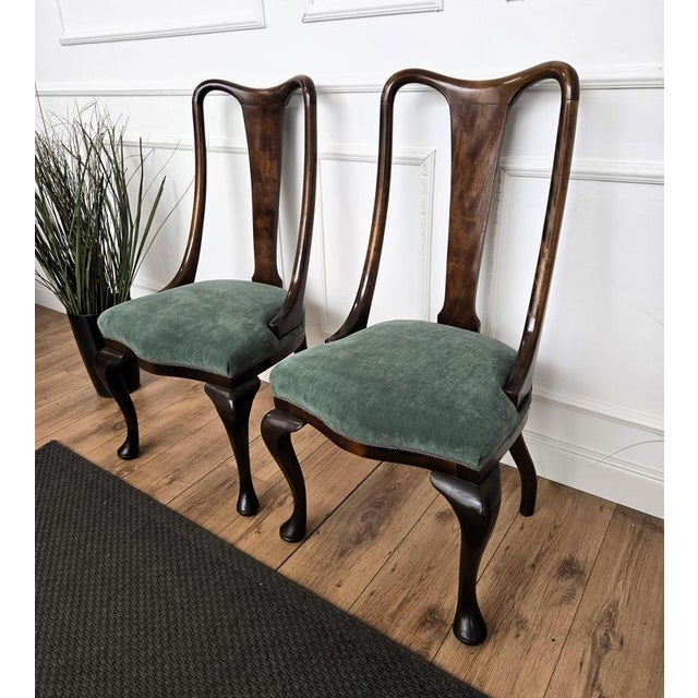 Mid-Century Modern Italian Upholstered Walnut Dining Chairs, 1950s, Set of 6 For Sale - Image 4 of 11