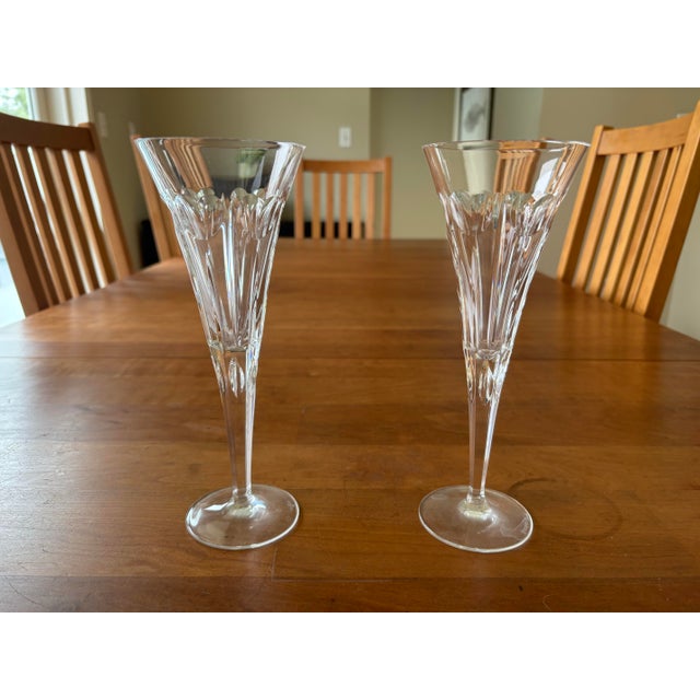 2000 - 2009 Vintage Waterford Crystal Millennium Heart Love Collection Champagne Toasting Flutes 9 1/4" Tall; Wedding Champagne Toast - a Pair For Sale - Image 5 of 9