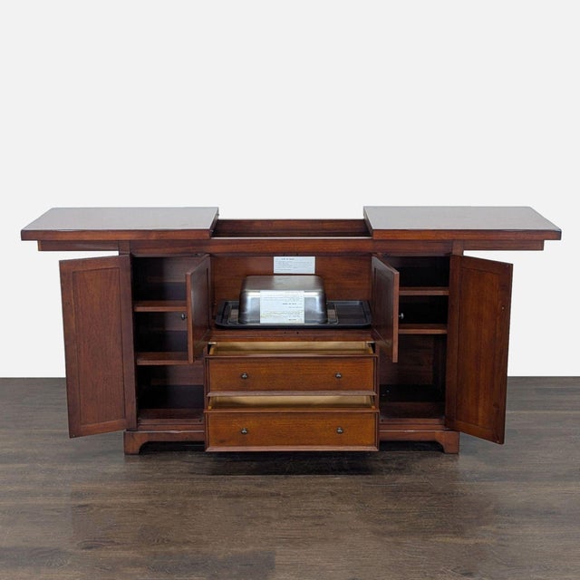 Traditional Pottery Barn Torrens Bar Cabinet For Sale - Image 3 of 11