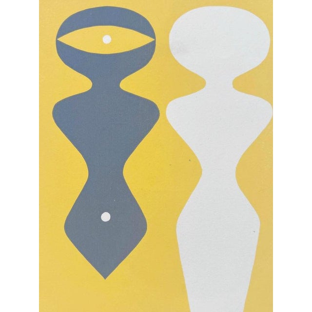 Modern Hans Arp, Two Figures on a Yellow Background, 1962, Engraving For Sale - Image 3 of 5