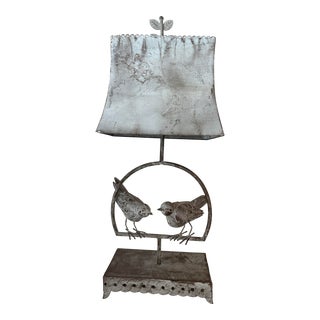 1990s Tole Bird Lamp With Tole Shade For Sale