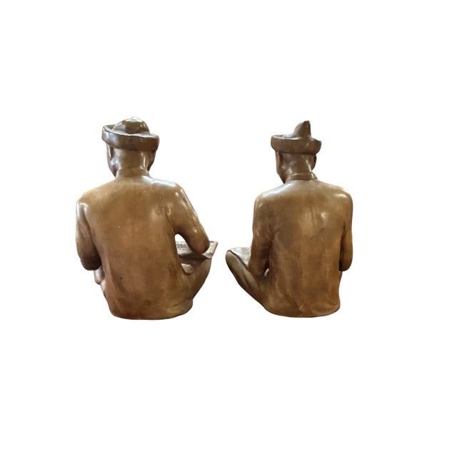 Stone Vintage Chinoiserie Hand-Carved Soapstone Scholar Figurines With Abacus & Tablet, Set of 2 For Sale - Image 7 of 12