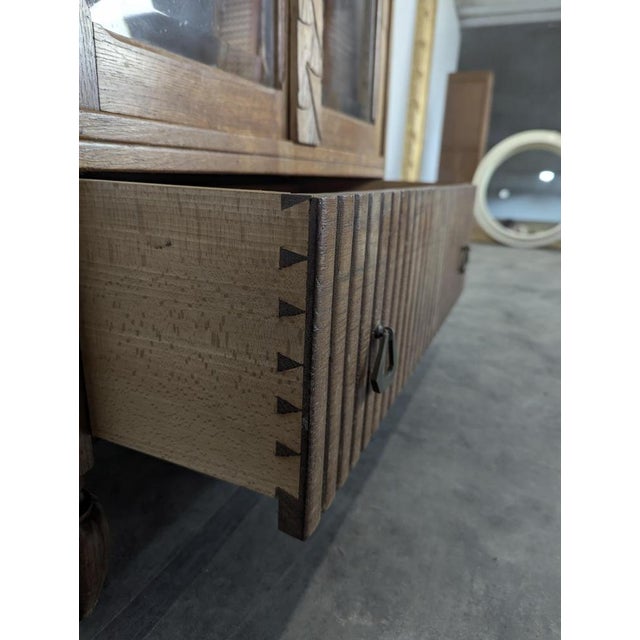 Art Deco Style Oak Display Cabinet For Sale - Image 5 of 9
