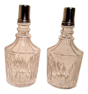 1950s Hawkes Cut Crystal Decanters With Sterling Measure Tops- a Pair