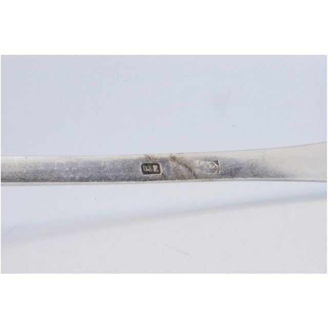 Metal Rice and Serving Spoon in Plain Silver with Grooves on the Handle For Sale - Image 7 of 10