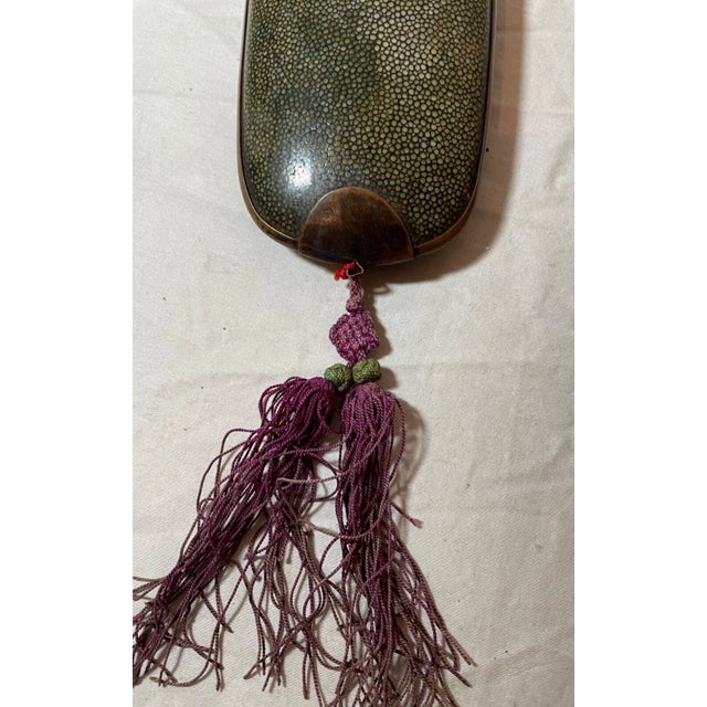 Animal Skin Rare Antique 19th Century Chinese Bronze Shagreen Stingray Glasses Case Holder For Sale - Image 7 of 12
