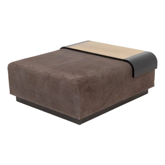 Lumifer "Obi" Suede Upholstered Ottoman For Sale