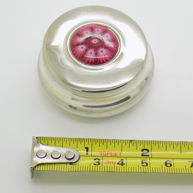 Vintage Italian Handmade Genuine Silver & Murrina Glass Pill Snuff Trinket Decorative Box For Sale - Image 12 of 12