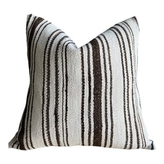 Vintage Rug Pillow Cover With Stripes For Sale