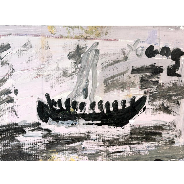 Modern Purvis Young (1943–2010) Exodus Boat with Figures, Miami, 1980s For Sale - Image 3 of 9