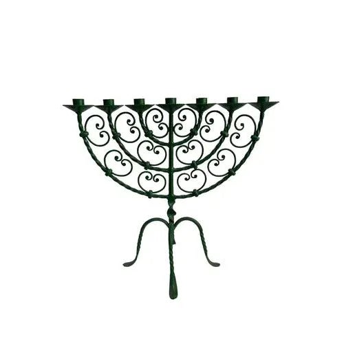Seven-Branched Wrought Iron Jewish Candelabra For Sale - Image 4 of 5