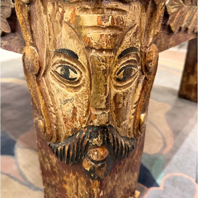 Vintage Mid-Century Carved Chess Board Coffee Table With Chess Pieces For Sale In New York - Image 6 of 16