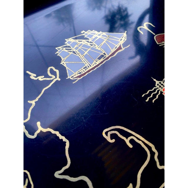 Vintage Couroc of Monterey Massachusetts Patriotic Cape Cod Inlaid Serving Tray For Sale In San Francisco - Image 6 of 10