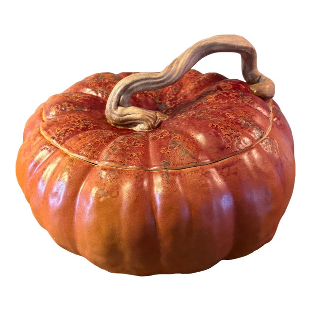 Vintage Handmade Pumpkin Covered Tureen Patricia Garrett For Sale