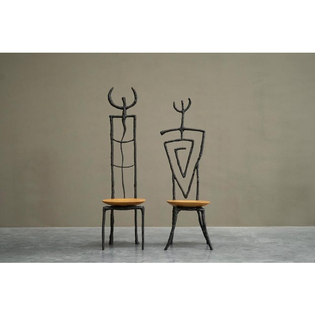 Vintage Accent Chairs in Iron and Beech by Philippe Starck, 1980s, Set of 2 For Sale - Image 14 of 18