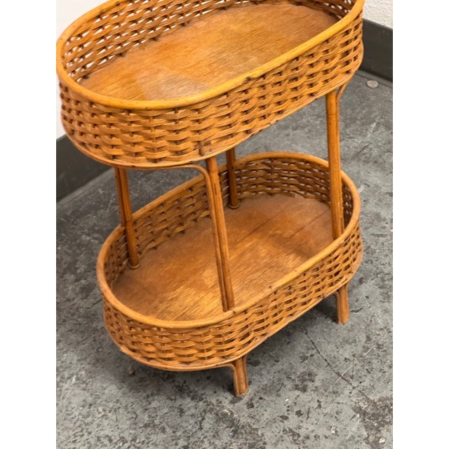Mid-Century Modern Rattan Accent Table, Mid 20th Century For Sale - Image 3 of 12