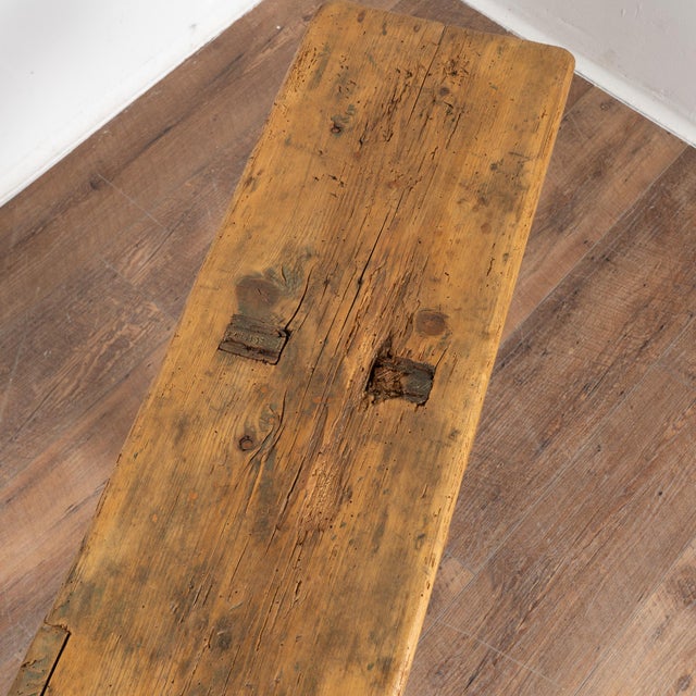 Early 20th Century Rustic Pine Plank Narrow Bench For Sale - Image 6 of 14