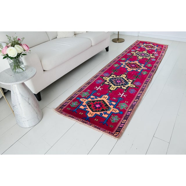 Multicolour Vintage Hallway Runner For Sale - Image 9 of 10