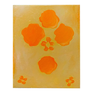 Abstract Orange Flower Oil Painting: Framed Contemporary Fine Art Canvas