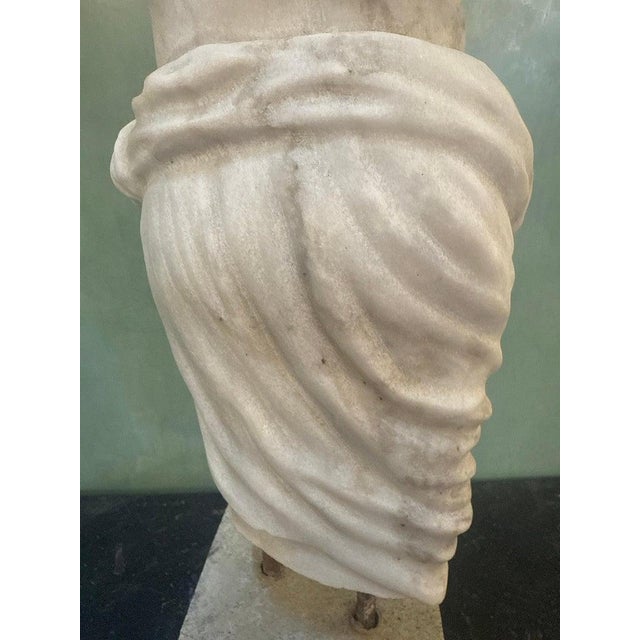 Almond Classical Marble Male Torso Fragment on Custom Stone Base For Sale - Image 8 of 12