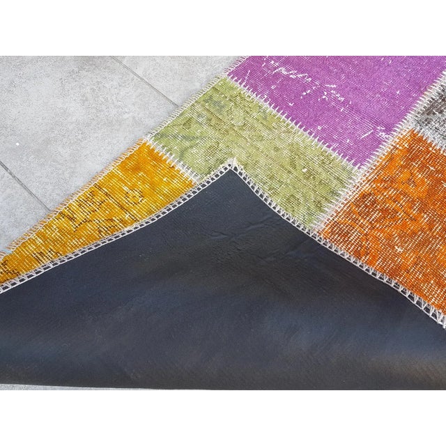 Mid 20th Century Bohemian Handknotted Wool Runner Oushak Turkish Colorful Runner For Sale - Image 4 of 10