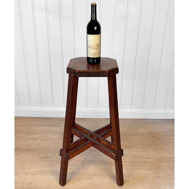 - Original Early 20th Century Plant Stand Table - Unsigned Arts & Crafts Movement Piece - Solid Wood with a Deep Satin...