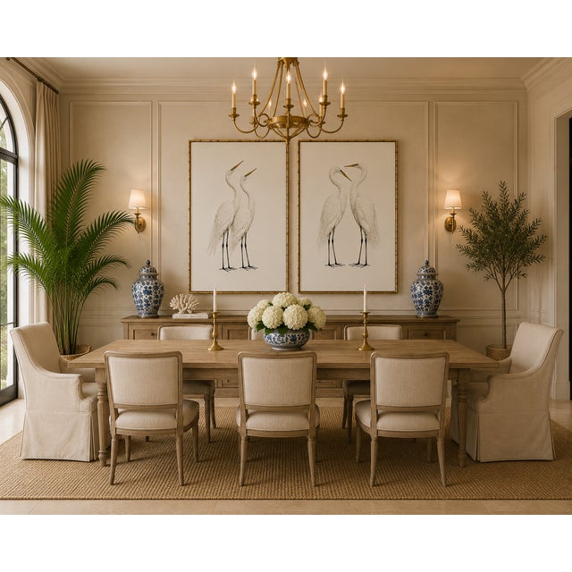Neutral Crane Studies 1 - 2, Coastal Bird Art Diptych, Set of 2 Prints, 32" X 48" For Sale - Image 9 of 10