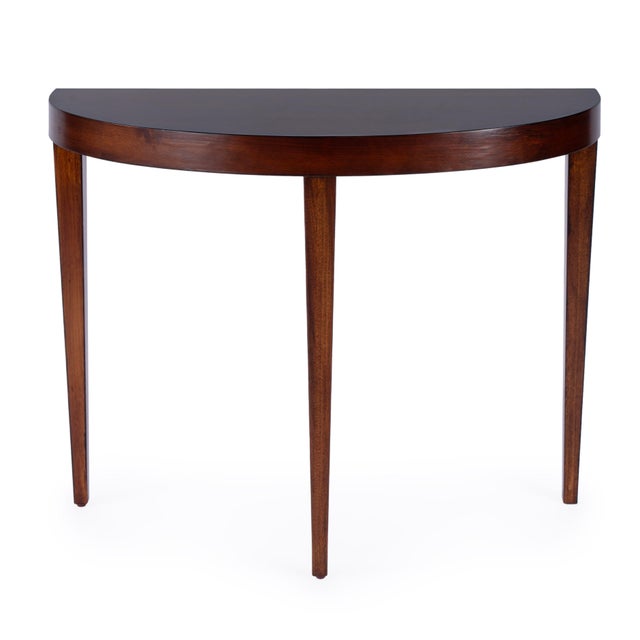 Brown Ingrid 36 in. W Demilune Wood Traditional Console Table, Antique Cherry For Sale - Image 8 of 8