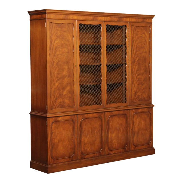 Vintage Regency Style Custom Mahogany Breakfront Bookcase For Sale