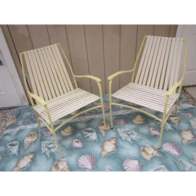 Vintage Faux Bamboo Cast Aluminum Outdoor Glasstop Dining Table & 4 Chairs For Sale - Image 10 of 12