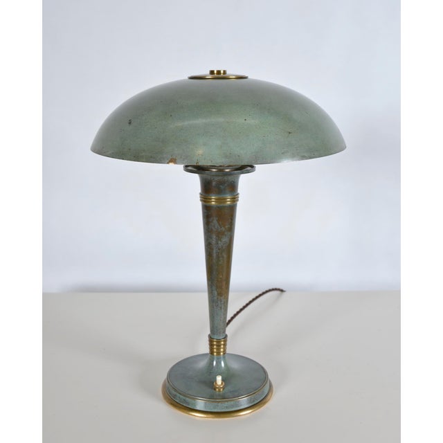 A genuine example of a sought-after 1930s French desk lamp, offered in original condition with a beautiful untouched...
