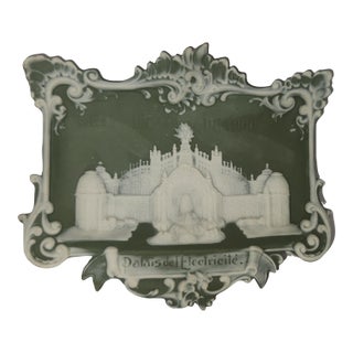 Antique Schafer and Vater Green Jasperware Palais d'Electricite Commemorative Bisque Porcelain Dish For Sale