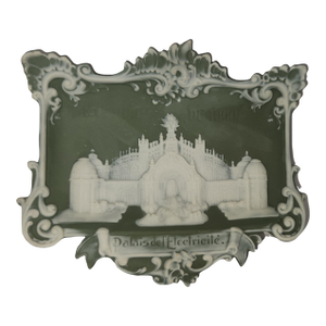 Antique Schafer and Vater Green Jasperware Palais d'Electricite Commemorative Bisque Porcelain Dish