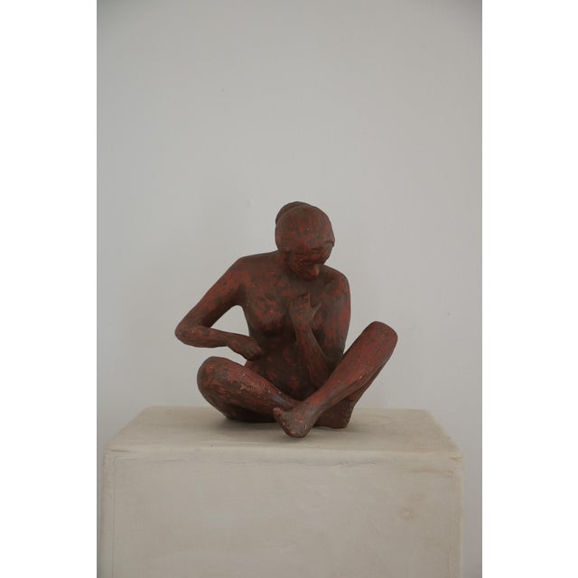 Vintage Terra Cotta Female Nude Sculpture For Sale - Image 4 of 9