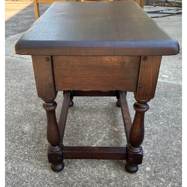 Antique Hand Hewn Side Table With Drawer and Pegged Construction For Sale In Dallas - Image 6 of 8