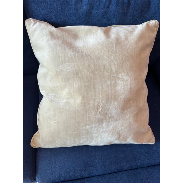 Textile Contemporary Cream Velveteen Pillow For Sale - Image 7 of 8