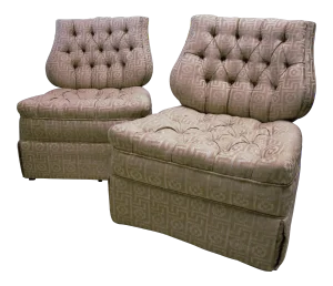 Regency Style Lyre Back Dorothy Draper Era Slipper Chairs - A Pair