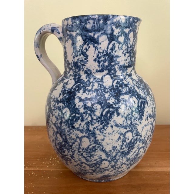 Early 20th Century Antique Sponge Ware Pottery Pitcher For Sale - Image 5 of 7