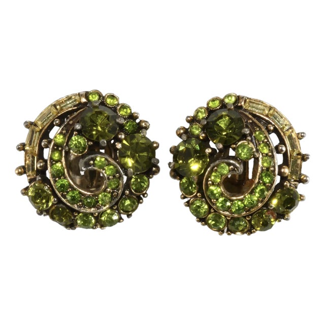 Vintage Hollycraft Pair of Earrings Button Style Dated 1955 For Sale