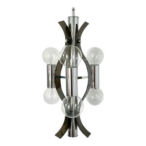 Sculptural Chandelier in Chrome and Smoked Lucite, Robert Sonneman, C. 1970's