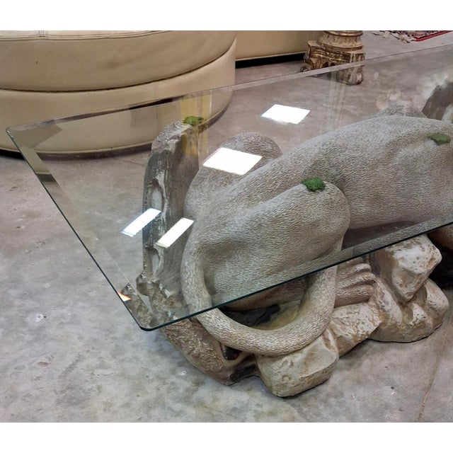 Glass Vintage Sculptural Panther Coffee Table, 1970s-1980s For Sale - Image 7 of 8