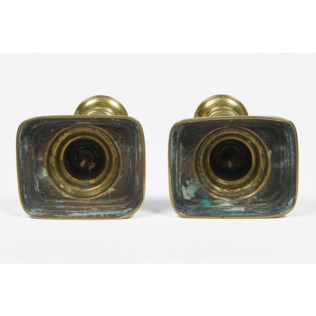 Late 19th Century Pair Victorian Brass Candlesticks For Sale - Image 5 of 5