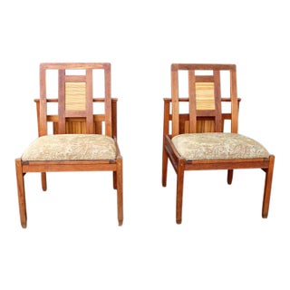 Asian / Arts and Crafts Custom Teak Chairs - a Pair For Sale