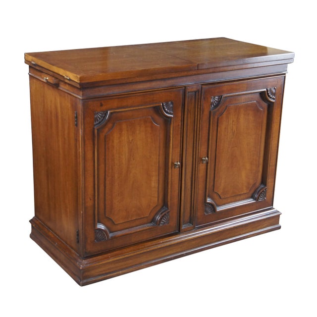 Vintage White Furniture Company Italian Provincial / Regency Style Fliptop Server or Dry Bar, Circa 1970s. Features a...