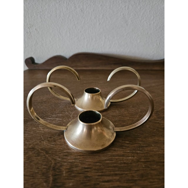 Pair of Vintage Brass Candle Holders For Sale - Image 6 of 13