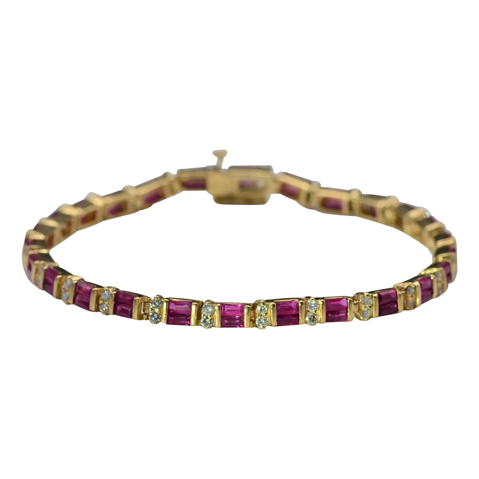 The Clarina: Ladies 14K Yellow Gold Line Bracelet set with 7.80 CTW ...
