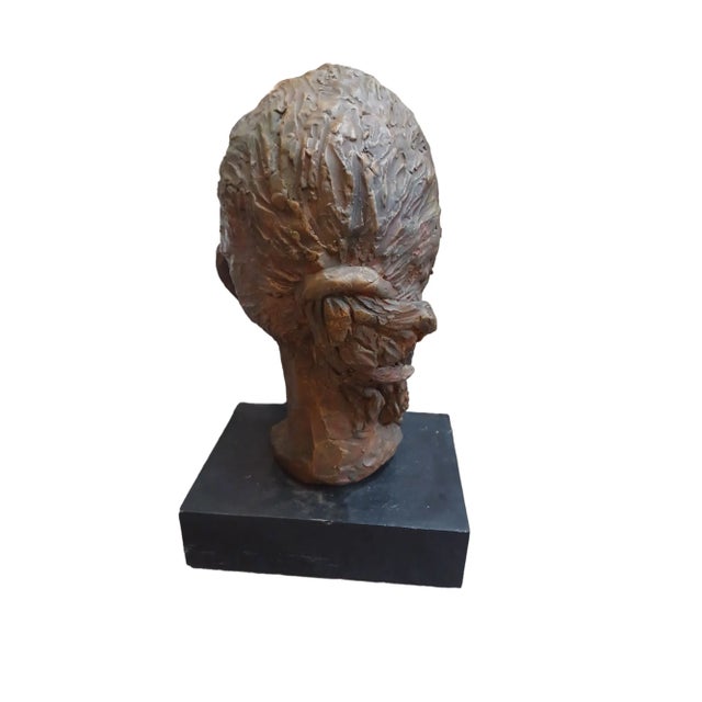 Mid-Century Modern Vintage Lost Wax Clay Sculpture of Woman With Ponytail For Sale - Image 3 of 3