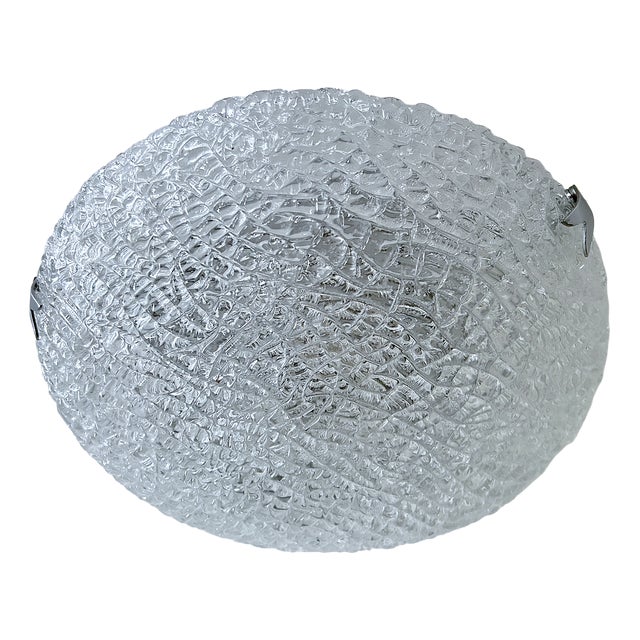 Large Brutalist Glass Flush Mount from Kaiser Leuchten, 1970s For Sale