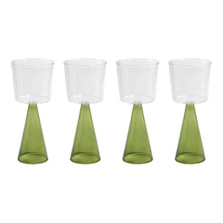 Viterbo Wine White Wine Glasses - Green, Set of 4 For Sale